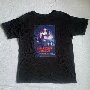 STRANGER THINGS Women's Black Graphic T-Shirt Large-Sized